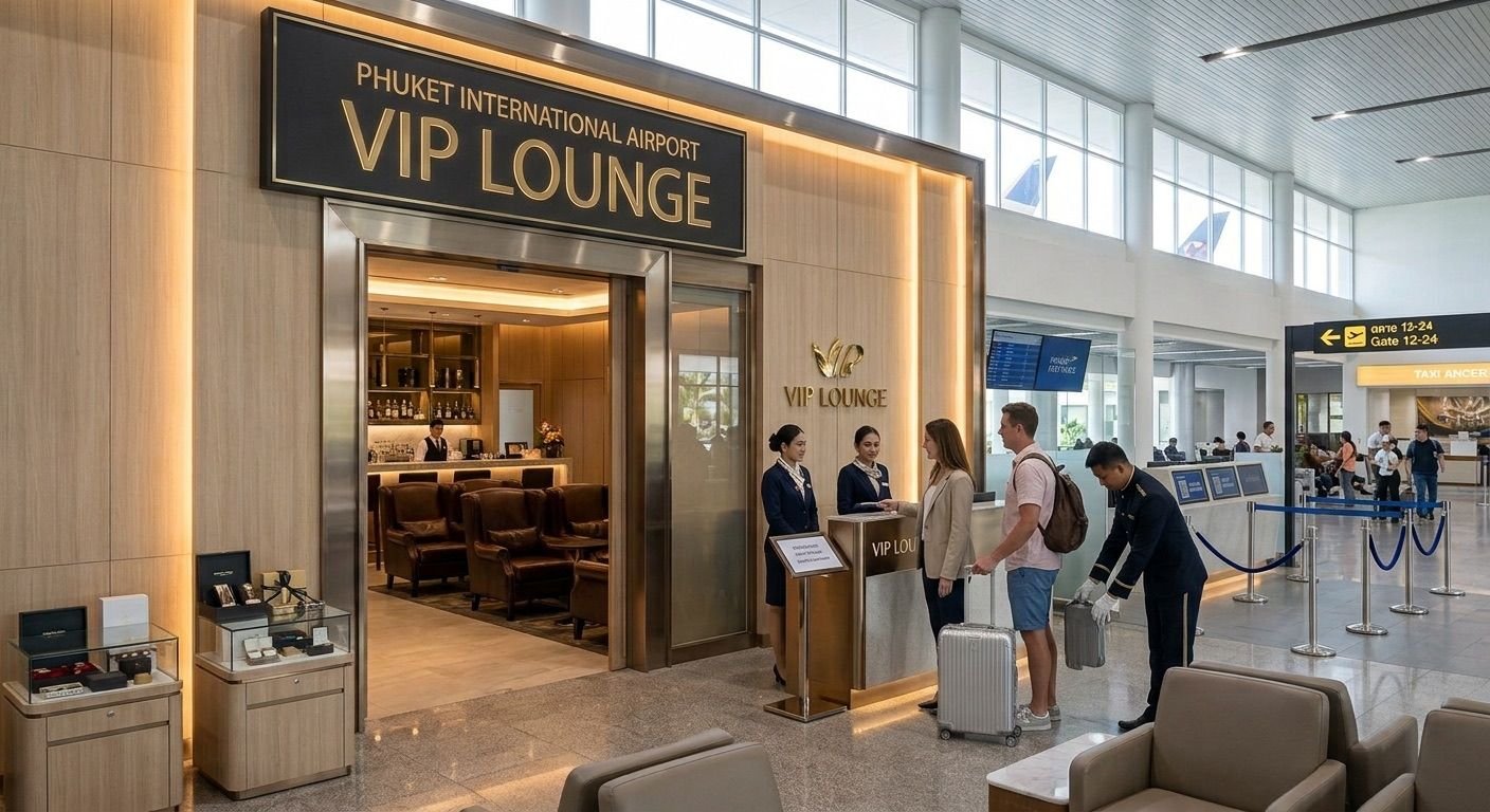 VIP lounge entrance in the departures hall at Phuket International Airport